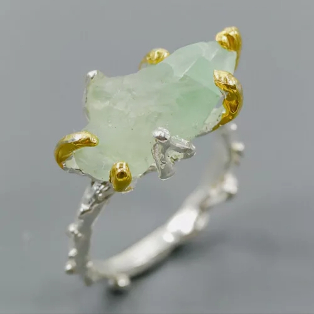 HUGE raw sea green Aquamarine ring sz8 - Picture 5 of 12